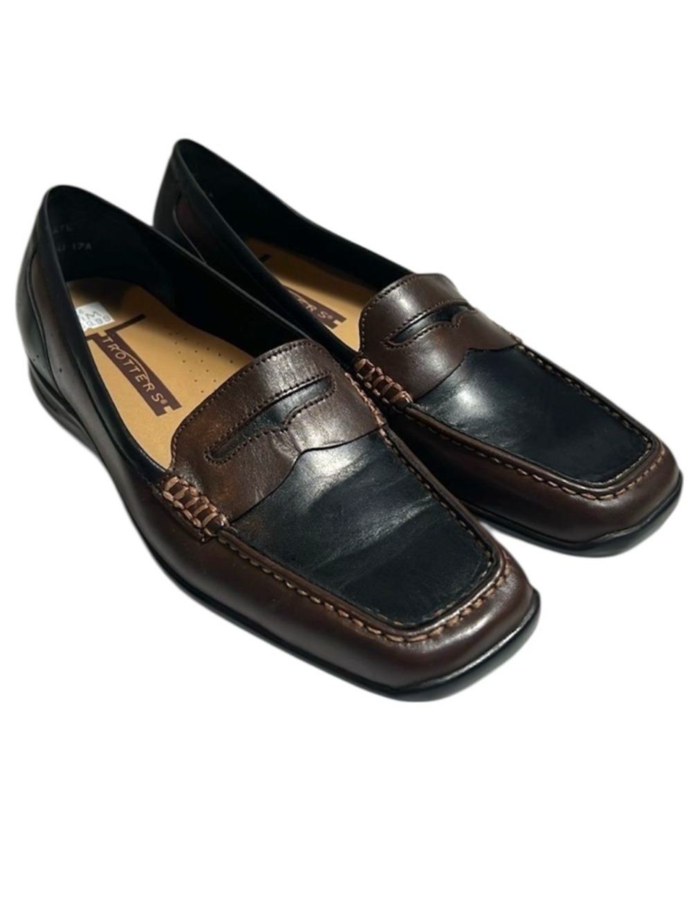 NWOB Trotters Cate Leather Loafers Brown Black Comfort Work Shoes 6.5